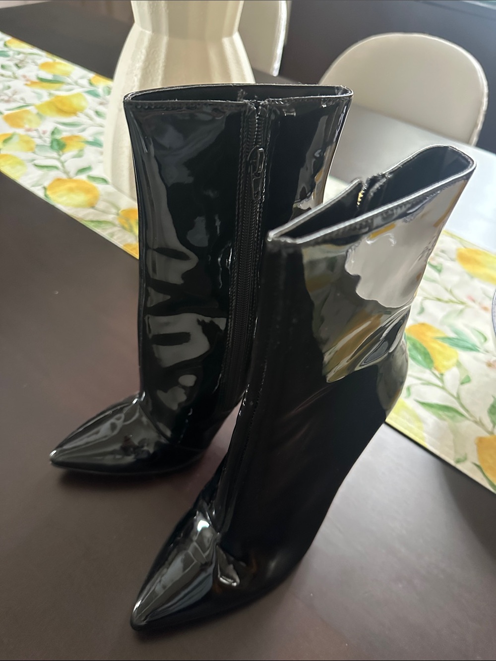 Steve Madden Classic Black Patent Pointed-Toe Stiletto Ankle Boots - Women's